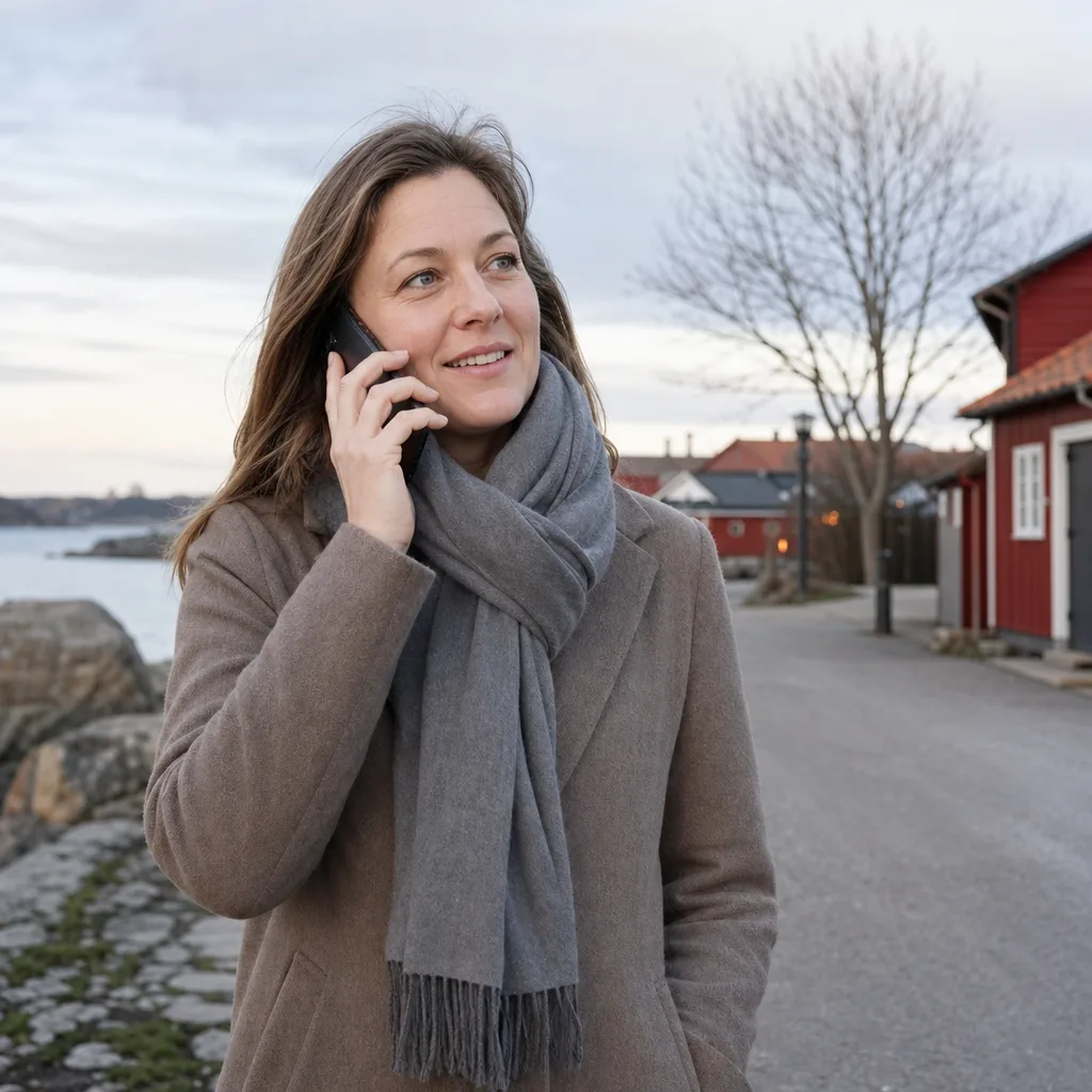 Person som pratar i mobiltelefon utomhus